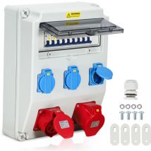 Hengda Coffret de Chantier Monophase Repartiteur de Courant Mural Coffret Electrique de Chantier 1X32A 1X16A 3x230V MIT LS
