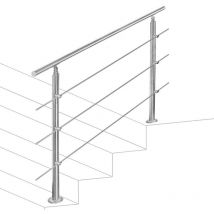 Corrimano Acciaio Inox 120x4.2x106.5cm .3 traverse.Ringhiera con kit di installazione.Passamano per Interni o Esterni - Hengda