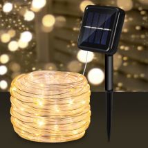 Randaco - swanew Cuerda de luz solar.para jardín. terraza. bodas y fiestas navideñas.12M 100 LED.blanco cálido