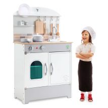 Cuisine pour enfants Kit de cuisine blanc laine Outdoor Cuisine jouet avec four, réfrigérateur, micro-ondes, évier et cuisinière - Hengda