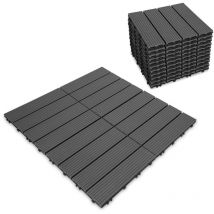 Dalle de terrasse Dalles en bois composite wpc 30 x 30 cm Dalles clipsables jardin extérieur 22x anthracite - Hengda