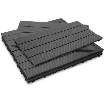 Hengda - Dalle de terrasse Dalles en bois composite wpc 60 x 30 cm Dalles clipsables jardin extérieur 18x anthracite