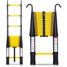 Echelle telescopique Échelle à rallonge légère aluminium antidérapante 4,4m noire + crochet échelle à rallonge extensible - Hengda