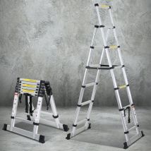 Echelle Télescopique jusqu'à 150 kg Escabeau stable en aluminium Avec fléau de balance 1.7m+2.0m - Hengda