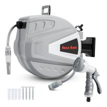 Hengda Enrouleur Tuyau Arrosage 30M Protection contre le pliage, ultra-flexible, protection contre les UV Automatique Raccord 3/4 avec pistolet à eau