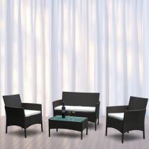 Ensemble de canapés en rotin 4 pièces. Salon de Jardin Extérieur. pour Terrasse. Jardin. Balcon brun