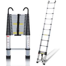 Hengda - swanew Escalera Telescópica Con Gancho Escalera De Tijera Plata 4.4m
