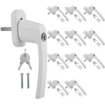 Swanew Fenstergriff Kindersicherung Griff Poliert Alu 35 mm Fensterklinke abschließbar 12X weiß