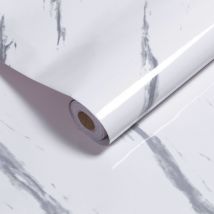 Vingo Film autoadhésif pour 500x61 cm PVC(Marbré - Blanc)
