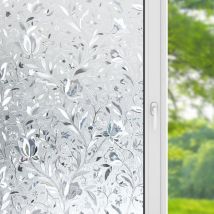 Swanew Film de fenêtre Films pour Vitres Film Électrostatique Film Décoratif de Fenêtre Film Occultant de Vitre Blocage des uv Fleur 90x200cm