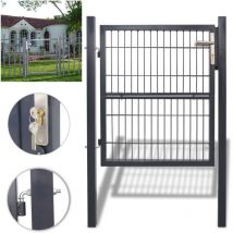 Hengda - swanew Gartentor Gartentoreaus verzinktem Stahl. 120 × 100cm Gartentür. Hoftor. Zauntor mit Schloss Türklinke und Schlüssel.