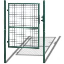 Swanew Gartentor Zauntor Hoftür Zaun Metall Maschendraht Toranlage Tor 125x100cm Grün