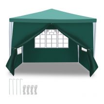 Einfeben - Hengda Gazebo Grande tenda da giardino con pannelli laterali rimovibili finestre Tenda per feste o pergolato verde 3x3m
