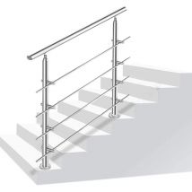 Swanew Edelstahl Handlauf Geländer Bausatz mit/ohne Querstreben für Treppengeländer innen & außen, Balkon (120cm, 4 Querstreben)