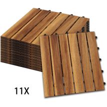 Wolketon - swanew Azulejos de madera 11-Er Tile Set. 1m². adecuado como azulejos de terraza y baldosas de balcón. de acacias madera. 30x30 cm. para