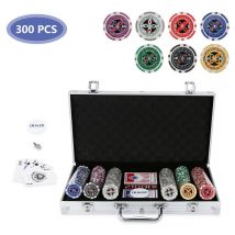 Jetons de poker Jetons laser argent Mallette de poker Set de poker Boîte métallique Profi 300 jetons - Hengda