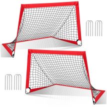 Tolletour - swanew Juego de 2 porterías de fútbol plegables. mini portería de fútbol portátil para niños 120 x 90 x 90 cm