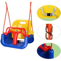 Swanew Kinderschaukel 3 in 1 Babyschaukel Gartenschaukel 42x33x38cm Höhenverstellbar Indoor/Outdoor mit Rückenlehne und Sicherheitsgurt