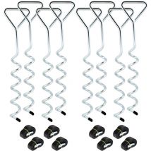 Tolletour - swanew Kit de anclaje al suelo de 8 piezas para cama elástica. columpio. anclajes en espiral con correas. anclajes para cama elástica.