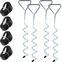 Tolletour - swanew Kit de anclaje de suelo de 4 piezas para trampolín. columpio. anclaje en espiral con correas. anclajes para trampolín. anclajes de