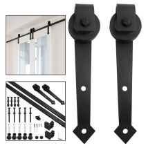 Kit de porte coulissante système coulissante Ferrure pour Système pour Portes Coulissantes avec rail de roulement Ensemble complet 183cm - Hengda