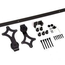 Kit de porte coulissante système coulissante Ferrure pour Système pour Portes Coulissantes avec rail de roulement Ensemble complet 183cm - Hengda