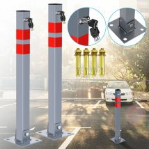 Poteau de Parking 2x Poteau de délimitation 65cm Barrière de parking Rabattable Bollard à bétonner Poteau de barrage