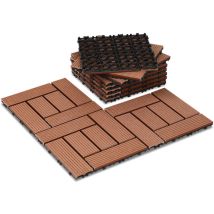 Lastra per terrazza Piastrelle per terrazza in wpc per esterni, 30x30 cm, resistente agli agenti atmosferici, sistema a innesto, marrone 33 pz