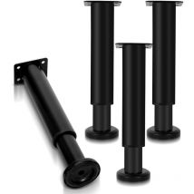 Hengda Lot de 12 Pieds de meubles Pieds Réglables Métal 18-30cm De Hauteur Noir
