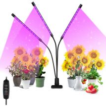 Wolketon - swanew Luz para plantas.Lámpara para plantas 3 cabezas.60 LEDs 360° Luz de crecimiento hortícola led temporizador
