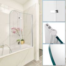 Hengda - swanew Mampara de baño abatible de fácil limpieza Mampara de ducha sanitaria de cristal Nano Folding de 6mm de 2 piezas 100x140cm plata