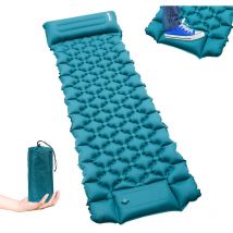 Matelas Camping Autogonflant. Tapis de Couchage avec Oreiller et Pompe à Pied. Matelas Gonflable Ultraléger Portable pour Camping. Voyage. Randonnée.