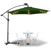 Parasol avec led Grand Parasol avec manivelle 360-Grad Drehbar um 360° drehbar pour terrasse, balcon Sonnenschutz, Grün