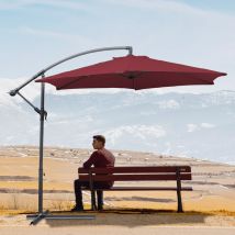 TolleTour Parasol Grand Parapluie avec manivelle 360-Grad Drehbar um 360° drehbar pour terrasse, balcon Sonnenschutz, Rot