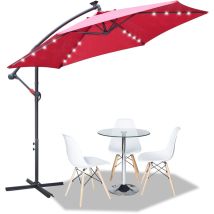 Parasol avec led Parapluie 300cm - Parapluie, protection solaire, parasol de jardin - Rouge - Hengda