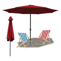 Parasol de jardin - Parasol - Résistantes à Intempéries - ø 270 cm - Rouge, Parasol de plage, Résistant aux uv - Hengda