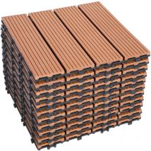 Piastrella per terrazza Piastrelle in legno composito wpc 30 x 30 cm Piastrelle a clip per giardino esterno 99x giallo-marrone - Marrone - Hengda