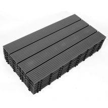 Hengda - Piastrella per terrazza Piastrelle in legno composito wpc 60 x 30 cm Piastrelle a clip per giardino esterno 60x antracite - Antracite