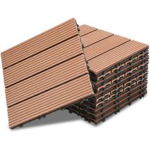 Hengda Piastrelle per terrazze in wpc. 30 x 30 cm effetto legno. per balcone. giardino. Marrone. con drenaggio 44x 4m²