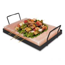 Pierre à sel avec support Pierre à sel pour barbecue xl bbq Set 30x20x3cm Plaque à sel pour repas - Hengda