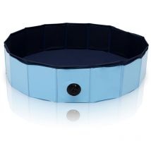 Piscina plegable de pvc para perros diámetro 80 cm altura 20 cm azul antideslizante fácil - Hengda