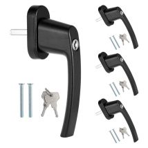 Poignées de fenêtre Poignée de fenêtre alliage d'aluminium Compatible avec les fenêtres communes et les portes de balcon Noir 4X