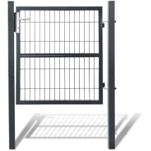Swanew Puerta de Malla para Jardín. Acero Galvanizado. Valla con Cerradura. Puerta 100 x 100cm. Gris