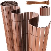 Swanew pvc canisse para jardín balcón terraza Balcón cortavientos valla Balcón persianas Marrón 140 x 300cm