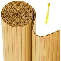 Randaco - swanew pvc canisse para jardín balcón valla cortavientos Privacidad con abrazadera de cable Bambú 160 x 400cm