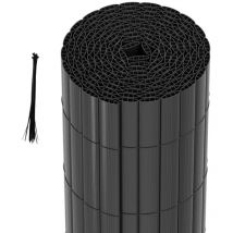 SWANEW PVC canisse para jardín balcón valla cortavientos Privacidad con abrazadera de cable Gris 90 x 600cm