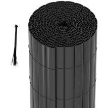 SWANEW PVC canisse para jardín balcón valla cortavientos Privacidad con abrazadera de cable Gris 100 x 1000cm