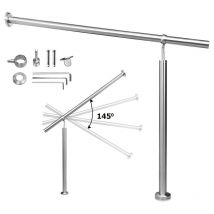 Rampe Escalier Inoxydable Main Courante en Rampe d'escalier pour Escalier Extérieu/intérieur Angle réglable Fixation Mur 160cm - Hengda