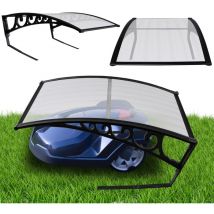 Swanew Rasenmäher Garage für Mähroboter Carport Schwarzer Stahlrahmen Metall Pulverbeschichtet 105x85x50 cm Transparenter Dach