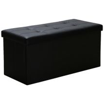 Swanew Sedute Sgabello Pieghevole Scatola Di Stoccaggio Sedile Sedile Cubi Di Sedile 76x38x38 Cm Nero